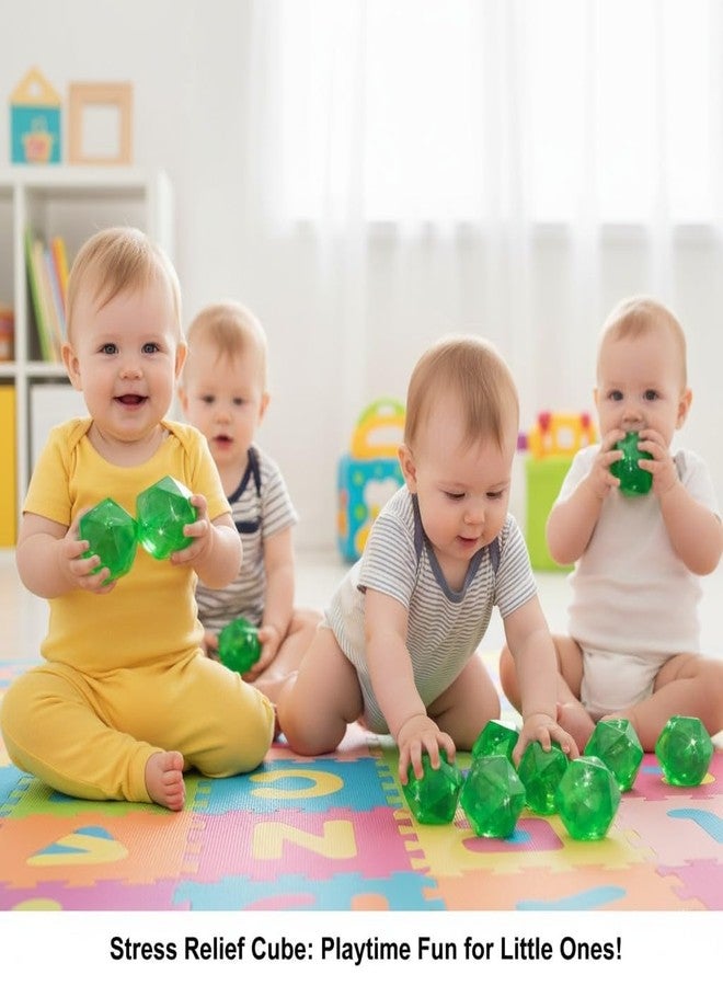 GOMNIK - Ice Cube Squishy Stress Ball - Sensory Fidget Toy for Your Best Mellow and Chill-Masonry-Square Shape Stress Relief Ball idea Gift- Age 3 to Adult Pink,Blue,Orang & Green (4-pcs) - Image 2